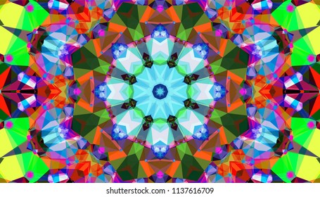 Geometric design, Mosaic of a vector kaleidoscope, abstract Mosaic Background, colorful Futuristic Background, geometric Triangular Pattern. Mosaic texture. Stained glass effect. EPS 10 Vector