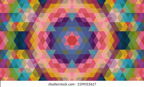 Geometric design, Mosaic of a vector kaleidoscope, abstract Mosaic Background, colorful Futuristic Background, geometric Triangular Pattern. Mosaic texture. Stained glass effect. EPS 10 Vector
