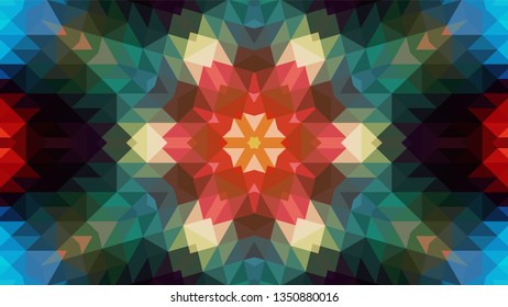 Geometric design, Mosaic of a vector kaleidoscope, abstract Mosaic Background, colorful Futuristic Background, geometric Triangular Pattern. Mosaic texture. Stained glass effect. EPS 10 Vector