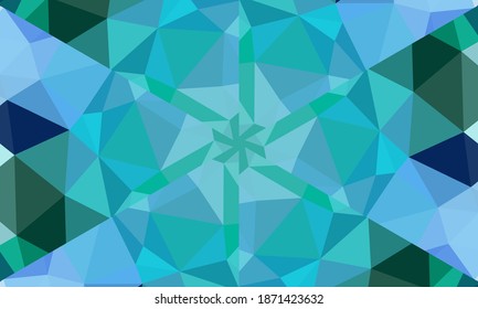Geometrisches Design, Mosaik eines Vektorkalidoskops, abstrakter Mosaikhintergrund, bunter Futuristischer Hintergrund, geometrisches Dreiecksmuster. Mosaikstruktur. Festgestellter Glaseffekt. EPS10-Vektorgrafik