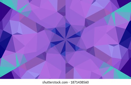 Geometrisches Design, Mosaik eines Vektorkalidoskops, abstrakter Mosaikhintergrund, bunter Futuristischer Hintergrund, geometrisches Dreiecksmuster. Mosaikstruktur. Festgestellter Glaseffekt. EPS10-Vektorgrafik