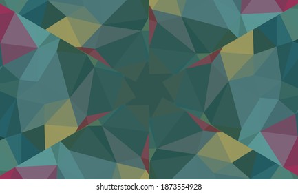 Diseño geométrico, mosaico de un kaleidoscopio vector, fondo mosaico abstracto, fondo futurista colorido, patrón triangular geométrico. Textura mosaica. Efecto de vidrio manchado. Vector EPS 10