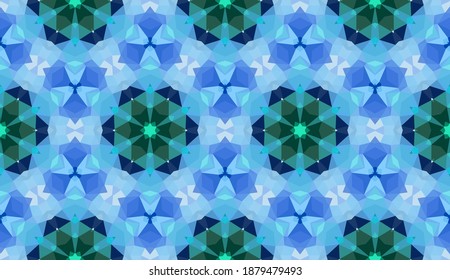 Diseño geométrico, mosaico de un kaleidoscopio vector, fondo mosaico abstracto, fondo futurista colorido, patrón triangular geométrico. Textura mosaica. Efecto de vidrio manchado. Vector EPS 10
