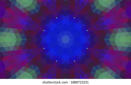 Geometrisches Design, Mosaik eines Vektorkalidoskops, abstrakter Mosaikhintergrund, bunter Futuristischer Hintergrund, geometrisches Dreiecksmuster. Mosaikstruktur. Festgestellter Glaseffekt. EPS10-Vektorgrafik