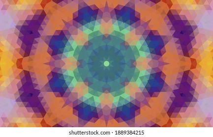 Diseño geométrico, mosaico de un kaleidoscopio vector, fondo mosaico abstracto, fondo futurista colorido, patrón triangular geométrico. Textura mosaica. Efecto de vidrio manchado. Vector EPS 10