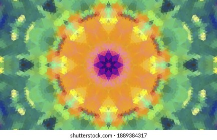Diseño geométrico, mosaico de un kaleidoscopio vector, fondo mosaico abstracto, fondo futurista colorido, patrón triangular geométrico. Textura mosaica. Efecto de vidrio manchado. Vector EPS 10