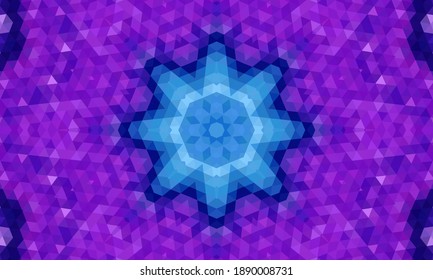 Geometrisches Design, Mosaik eines Vektorkalidoskops, abstrakter Mosaikhintergrund, bunter Futuristischer Hintergrund, geometrisches Dreiecksmuster. Mosaikstruktur. Festgestellter Glaseffekt. EPS10-Vektorgrafik