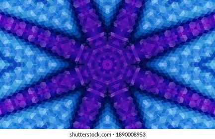 Diseño geométrico, mosaico de un kaleidoscopio vector, fondo mosaico abstracto, fondo futurista colorido, patrón triangular geométrico. Textura mosaica. Efecto de vidrio manchado. Vector EPS 10