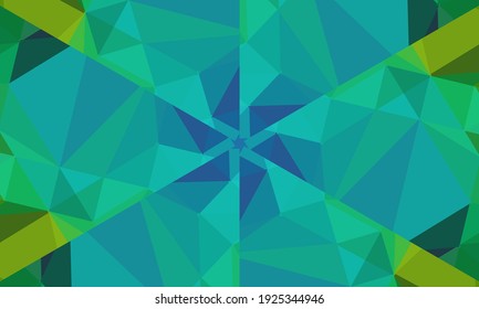 Diseño geométrico, mosaico de un kaleidoscopio vector, fondo mosaico abstracto, fondo futurista colorido, patrón triangular geométrico. Textura mosaica. Efecto de vidrio manchado. Vector EPS 10