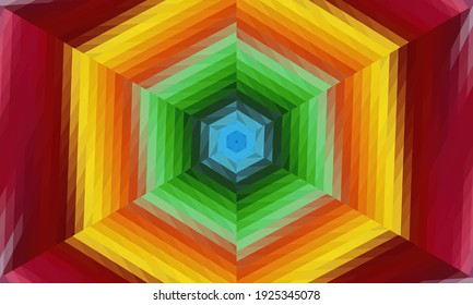 Geometrisches Design, Mosaik eines Vektorkalidoskops, abstrakter Mosaikhintergrund, bunter Futuristischer Hintergrund, geometrisches Dreiecksmuster. Mosaikstruktur. Festgestellter Glaseffekt. EPS10-Vektorgrafik