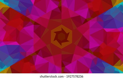 Geometric design, Mosaic of a vector kaleidoscope, abstract Mosaic Background, colorful Futuristic Background, geometric Triangular Pattern. Mosaic texture. Stained glass effect. Vector.