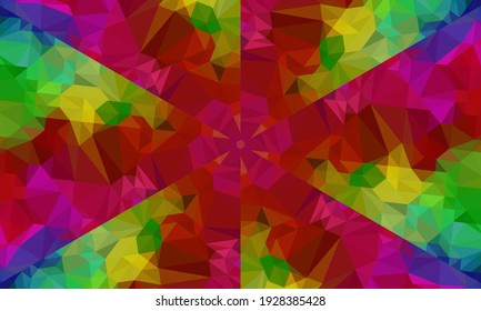 Geometric design, Mosaic of a vector kaleidoscope, abstract Mosaic Background, colorful Futuristic Background, geometric Triangular Pattern. Mosaic texture. Stained glass effect. Vector.