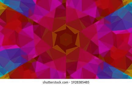 Geometric design, Mosaic of a vector kaleidoscope, abstract Mosaic Background, colorful Futuristic Background, geometric Triangular Pattern. Mosaic texture. Stained glass effect. Vector.