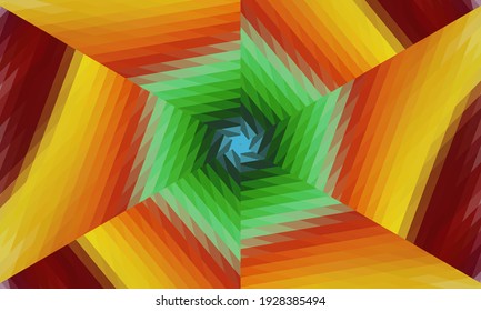 Diseño geométrico, mosaico de un kaleidoscopio vector, fondo mosaico abstracto, fondo futurista colorido, patrón triangular geométrico. Textura mosaica. Efecto de vidrio manchado. Vector.