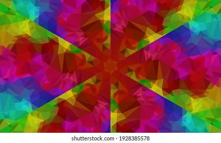 Geometric design, Mosaic of a vector kaleidoscope, abstract Mosaic Background, colorful Futuristic Background, geometric Triangular Pattern. Mosaic texture. Stained glass effect. Vector.