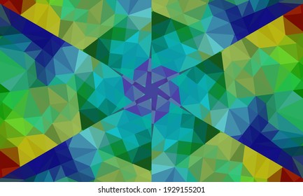 Geometric design, Mosaic of a vector kaleidoscope, abstract Mosaic Background, colorful Futuristic Background, geometric Triangular Pattern. Mosaic texture. Stained glass effect. Vector.