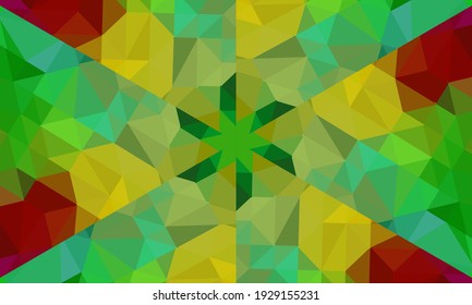 Diseño geométrico, mosaico de un kaleidoscopio vector, fondo mosaico abstracto, fondo futurista colorido, patrón triangular geométrico. Textura mosaica. Efecto de vidrio manchado. Vector.