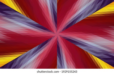 Diseño geométrico, mosaico de un kaleidoscopio vector, fondo mosaico abstracto, fondo futurista colorido, patrón triangular geométrico. Textura mosaica. Efecto de vidrio manchado. Vector.