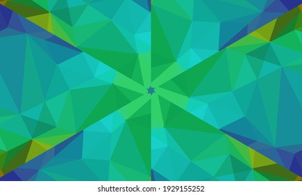 Diseño geométrico, mosaico de un kaleidoscopio vector, fondo mosaico abstracto, fondo futurista colorido, patrón triangular geométrico. Textura mosaica. Efecto de vidrio manchado. Vector.