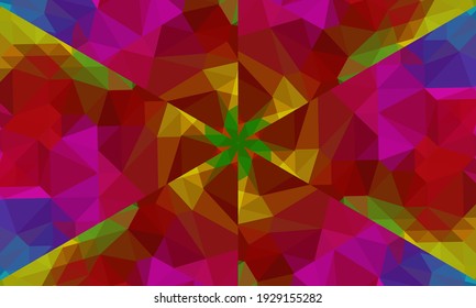 Geometric design, Mosaic of a vector kaleidoscope, abstract Mosaic Background, colorful Futuristic Background, geometric Triangular Pattern. Mosaic texture. Stained glass effect. Vector.