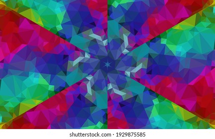 Geometric design, Mosaic of a vector kaleidoscope, abstract Mosaic Background, colorful Futuristic Background, geometric Triangular Pattern. Mosaic texture. Stained glass effect. Vector.