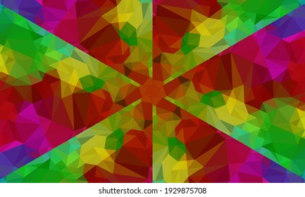 Geometric design, Mosaic of a vector kaleidoscope, abstract Mosaic Background, colorful Futuristic Background, geometric Triangular Pattern. Mosaic texture. Stained glass effect. Vector.