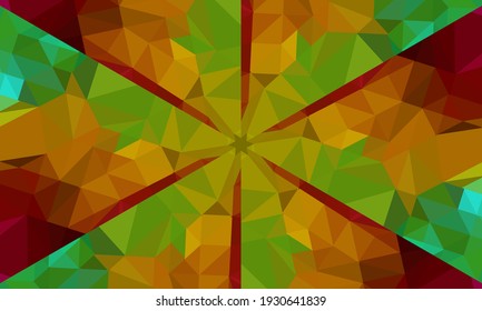 Geometric design, Mosaic of a vector kaleidoscope, abstract Mosaic Background, colorful Futuristic Background, geometric Triangular Pattern. Mosaic texture. Stained glass effect. Vector.