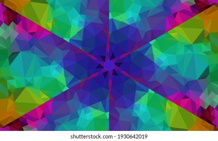 Geometric design, Mosaic of a vector kaleidoscope, abstract Mosaic Background, colorful Futuristic Background, geometric Triangular Pattern. Mosaic texture. Stained glass effect. Vector.
