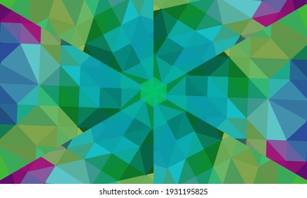 Geometric design, Mosaic of a vector kaleidoscope, abstract Mosaic Background, colorful Futuristic Background, geometric Triangular Pattern. Mosaic texture. Stained glass effect. Vector.