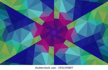 Geometric design, Mosaic of a vector kaleidoscope, abstract Mosaic Background, colorful Futuristic Background, geometric Triangular Pattern. Mosaic texture. Stained glass effect. Vector.