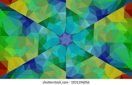 Geometric design, Mosaic of a vector kaleidoscope, abstract Mosaic Background, colorful Futuristic Background, geometric Triangular Pattern. Mosaic texture. Stained glass effect. Vector.