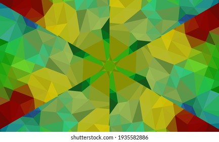 Geometric design, Mosaic of a vector kaleidoscope, abstract Mosaic Background, colorful Futuristic Background, geometric Triangular Pattern. Mosaic texture. Stained glass effect. Vector.