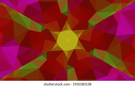 Geometric design, Mosaic of a vector kaleidoscope, abstract Mosaic Background, colorful Futuristic Background, geometric Triangular Pattern. Mosaic texture. Stained glass effect. Vector.