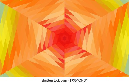 Geometrisches Design, Mosaik eines Vektorkalidoskops, abstrakter Mosaikhintergrund, bunter Futuristischer Hintergrund, geometrisches Dreiecksmuster. Mosaikstruktur. Festgestellter Glaseffekt. Vektorgrafik.