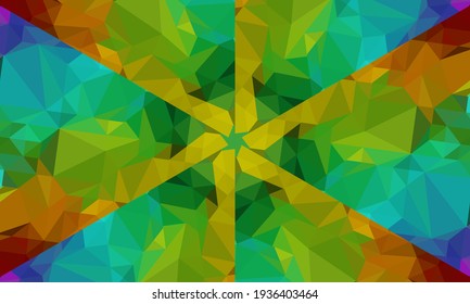 Geometric design, Mosaic of a vector kaleidoscope, abstract Mosaic Background, colorful Futuristic Background, geometric Triangular Pattern. Mosaic texture. Stained glass effect. Vector.