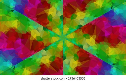 Geometric design, Mosaic of a vector kaleidoscope, abstract Mosaic Background, colorful Futuristic Background, geometric Triangular Pattern. Mosaic texture. Stained glass effect. Vector.