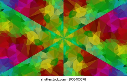 Geometric design, Mosaic of a vector kaleidoscope, abstract Mosaic Background, colorful Futuristic Background, geometric Triangular Pattern. Mosaic texture. Stained glass effect. Vector.