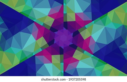 Geometric design, Mosaic of a vector kaleidoscope, abstract Mosaic Background, colorful Futuristic Background, geometric Triangular Pattern. Mosaic texture. Stained glass effect. Vector.