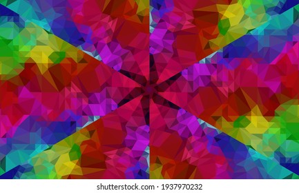 Geometric design, Mosaic of a vector kaleidoscope, abstract Mosaic Background, colorful Futuristic Background, geometric Triangular Pattern. Mosaic texture. Stained glass effect. Vector.
