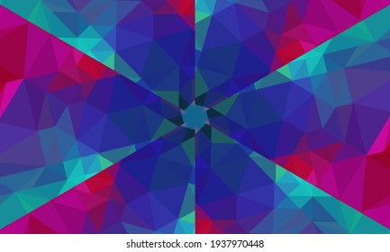 Geometric design, Mosaic of a vector kaleidoscope, abstract Mosaic Background, colorful Futuristic Background, geometric Triangular Pattern. Mosaic texture. Stained glass effect. Vector.