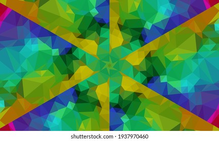Geometric design, Mosaic of a vector kaleidoscope, abstract Mosaic Background, colorful Futuristic Background, geometric Triangular Pattern. Mosaic texture. Stained glass effect. Vector.