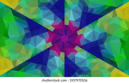 Geometric design, Mosaic of a vector kaleidoscope, abstract Mosaic Background, colorful Futuristic Background, geometric Triangular Pattern. Mosaic texture. Stained glass effect. Vector.