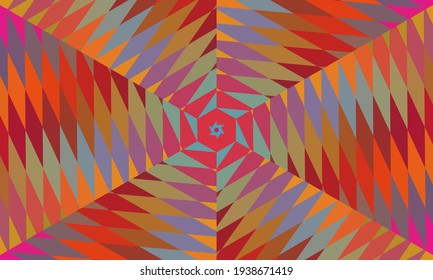 Diseño geométrico, mosaico de un kaleidoscopio vector, fondo mosaico abstracto, fondo futurista colorido, patrón triangular geométrico. Textura mosaica. Efecto de vidrio manchado. Vector.