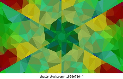Geometric design, Mosaic of a vector kaleidoscope, abstract Mosaic Background, colorful Futuristic Background, geometric Triangular Pattern. Mosaic texture. Stained glass effect. Vector.