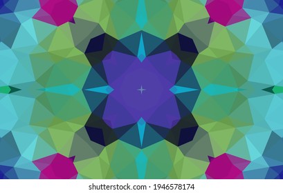 Geometric design, Mosaic of a vector kaleidoscope, abstract Mosaic Background, colorful Futuristic Background, geometric Triangular Pattern. Mosaic texture. Stained glass effect. Vector