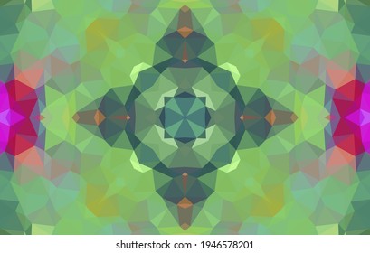 Geometric design, Mosaic of a vector kaleidoscope, abstract Mosaic Background, colorful Futuristic Background, geometric Triangular Pattern. Mosaic texture. Stained glass effect. Vector