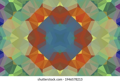 Geometric design, Mosaic of a vector kaleidoscope, abstract Mosaic Background, colorful Futuristic Background, geometric Triangular Pattern. Mosaic texture. Stained glass effect. Vector