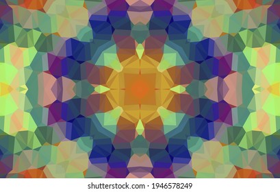Geometric design, Mosaic of a vector kaleidoscope, abstract Mosaic Background, colorful Futuristic Background, geometric Triangular Pattern. Mosaic texture. Stained glass effect. Vector