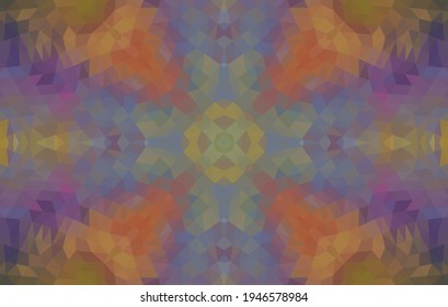 Geometrisches Design, Mosaik eines Vektorkalidoskops, abstrakter Mosaikhintergrund, bunter Futuristischer Hintergrund, geometrisches Dreiecksmuster. Mosaikstruktur. Festgestellter Glaseffekt. Vektorgrafik
