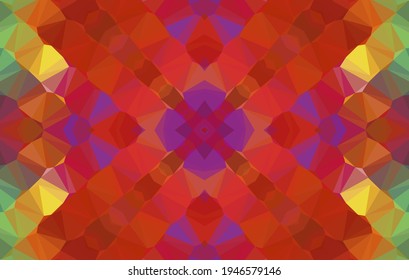 Geometric design, Mosaic of a vector kaleidoscope, abstract Mosaic Background, colorful Futuristic Background, geometric Triangular Pattern. Mosaic texture. Stained glass effect. Vector